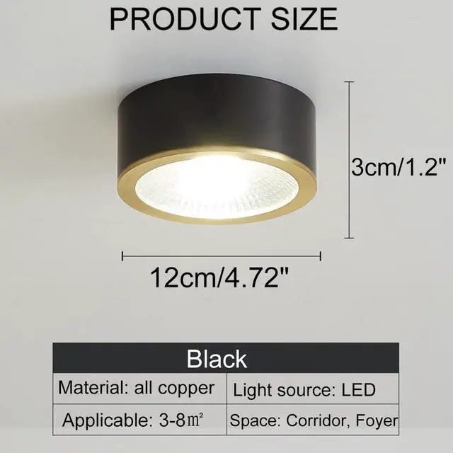 Alt view image 2 of 7 - Black LED Flush Mount Ceiling Light 9W Warm Light Modern Brass Ceiling Lamp for Bedroom, Living Room, Entryway