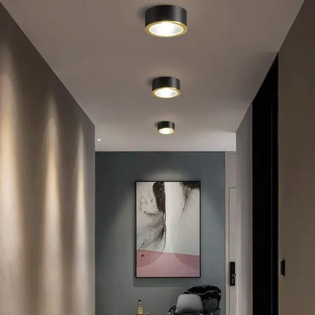 Alt view image 4 of 7 - Black LED Flush Mount Ceiling Light 9W Warm Light Modern Brass Ceiling Lamp for Bedroom, Living Room, Entryway