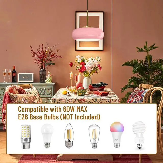 Alt view image 7 of 7 - Modern Glass Hanging Lamp Plug in Milk Pink Pendant Light Fixture Gold Brass Plug in Glass Globe Pendant Light Fixtures Swag Lights 14.7 ft Cord mid Century Hanging Lamp Kitchen Sink