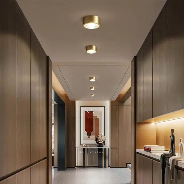 Alt view image 4 of 7 - Hallway Ceiling Light fixtures Flush Mount Modern Mini Ceiling lamp Brass Close to Ceiling Lights LED Flush Mount Ceiling Light Gold 9W Warm Light for Bedroom Living Room Entryway