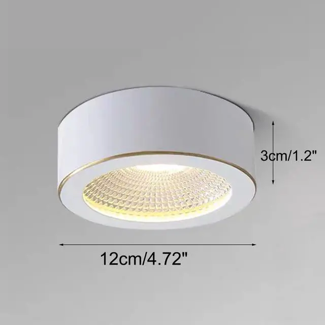 Alt view image 2 of 7 - Small Hallway Ceiling Light Fixtures White Close to Ceiling Light LED Flush Mount Ceiling Light 9W Warm Light Mid Century Modern Brass Ceiling Lamp for Bedroom Living Room Entryway