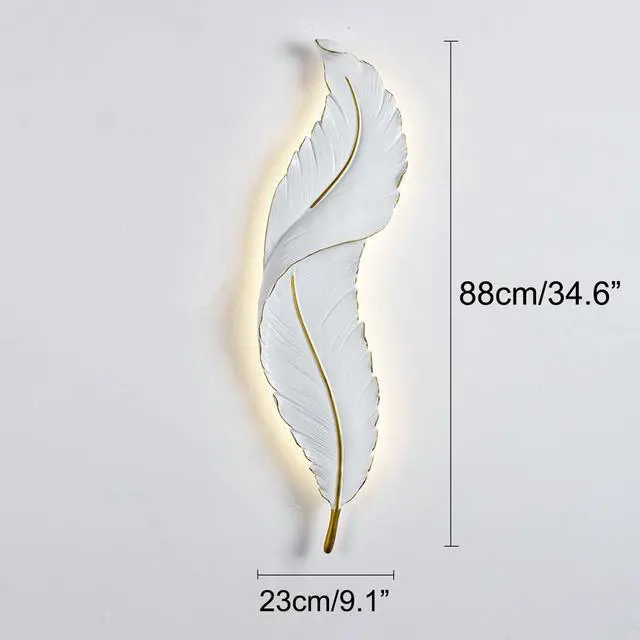 Alt view image 2 of 7 - Feathers Wall Lamp with LED Modern Wall Lights Creative Minimalism sconces wall Lighting Deco 3000 28W LED Wall Lamps for Dining Room Bedroom Living Room Hallway