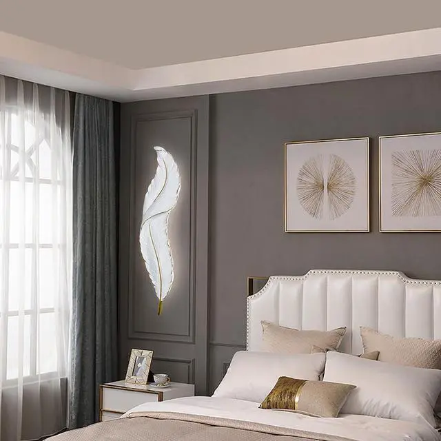 Alt view image 5 of 7 - Feathers Wall Lamp with LED Modern Wall Lights Creative Minimalism sconces wall Lighting Deco 3000 28W LED Wall Lamps for Dining Room Bedroom Living Room Hallway