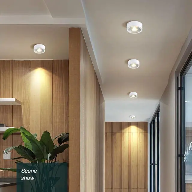 Alt view image 6 of 7 - Small Hallway Ceiling Light Fixtures White Close to Ceiling Light LED Flush Mount Ceiling Light 9W Warm Light Mid Century Modern Brass Ceiling Lamp for Bedroom Living Room Entryway