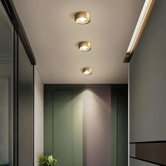 Alt view image 2 of 7 - Hallway Ceiling Light Fixtures Gold LED Flush Mount Ceiling Light 9W Warm Light Modern Brass Ceiling Lamp for Bedroom Living Room Entryway (Gold)