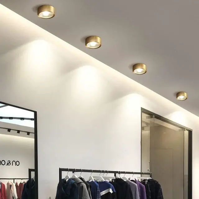 Alt view image 3 of 7 - Hallway Ceiling Light Fixtures Gold LED Flush Mount Ceiling Light 9W Warm Light Modern Brass Ceiling Lamp for Bedroom Living Room Entryway (Gold)