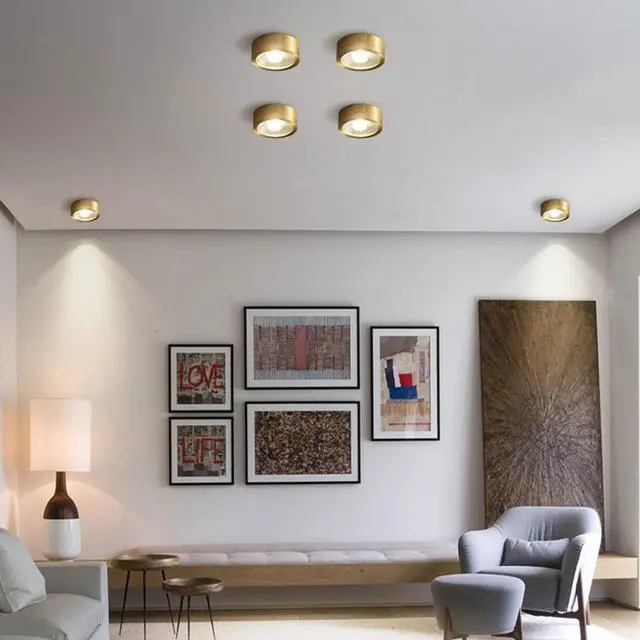Alt view image 5 of 7 - Hallway Ceiling Light Fixtures Gold LED Flush Mount Ceiling Light 9W Warm Light Modern Brass Ceiling Lamp for Bedroom Living Room Entryway (Gold)