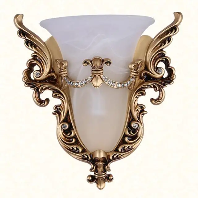 Alt view image 7 of 7 - Unique Glass Wall Sconce Light Vintage Wall Light Angel Wings Style | Mid Century Modern Wall Light Frosted glass Sconce Gold Resin Shade 13.8*H14.2 E26 Base, Dining Room, Hallway, Bedroom
