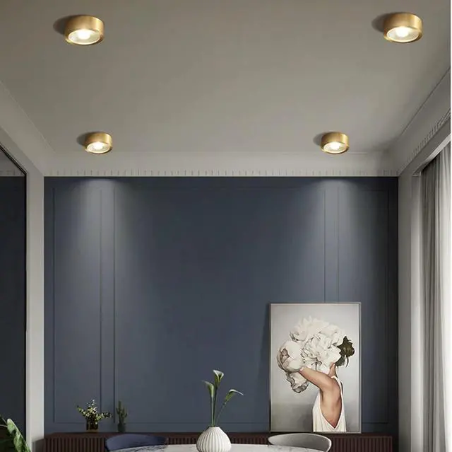 Alt view image 7 of 7 - Hallway Ceiling Light Fixtures Gold LED Flush Mount Ceiling Light 9W Warm Light Modern Brass Ceiling Lamp for Bedroom Living Room Entryway (Gold)