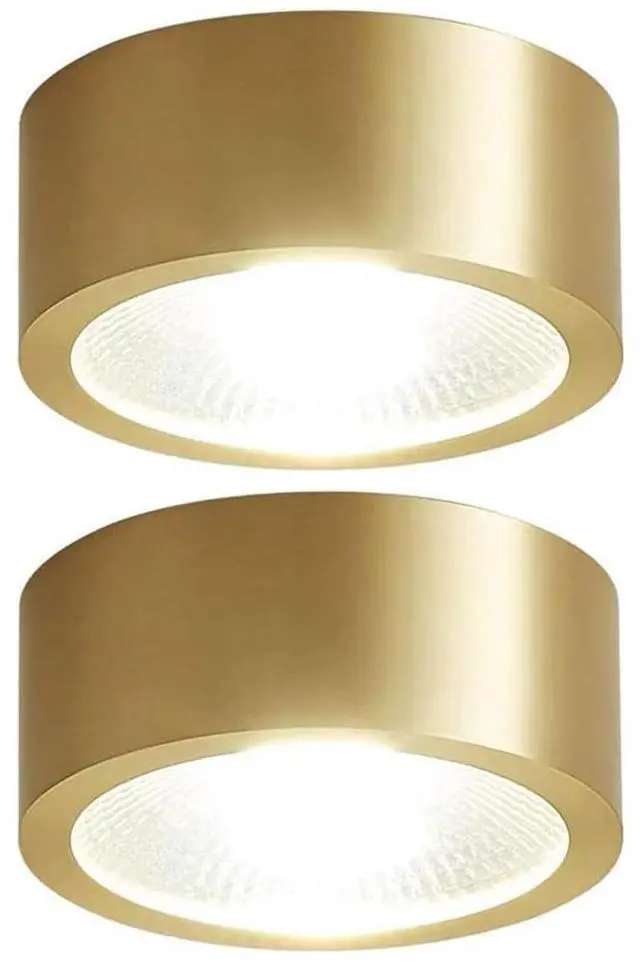 Main image of Gold LED Ceiling Light Fixtures Modern Hallway Flush Mount Ceiling Lights with 9W 3000K/4000K/6500K Adjustable,Round Minimalist Lighting Brass Close to Lights for Kitchen Living Room