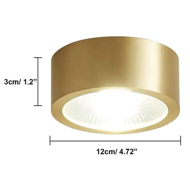 Alt view image 2 of 7 - Gold LED Ceiling Light Fixtures Modern Hallway Flush Mount Ceiling Lights with 9W 3000K/4000K/6500K Adjustable,Round Minimalist Lighting Brass Close to Lights for Kitchen Living Room
