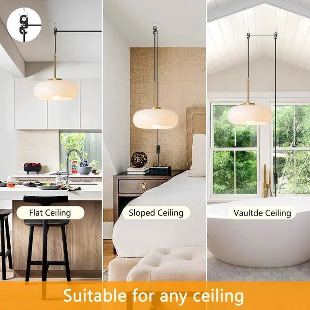 Alt view image 4 of 7 - Lighting Plug in Pendant Ceiling Light Fixture Large Globe White Hanging Lamp with 14.7 ft Cord On/Off Switch Mid Century Modern Pendant Light Plug Swag in Vintage Milk Glass Lights