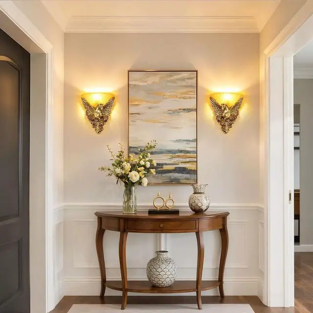 Alt view image 5 of 7 - Antique Wall Sconce Light - Creative Horse Accent Deco Gold Wall Lamp with Frosted Glass Shade European Vintage Sconce Light Fixture Indoor Lighting Fixtures for Hallway Staircase