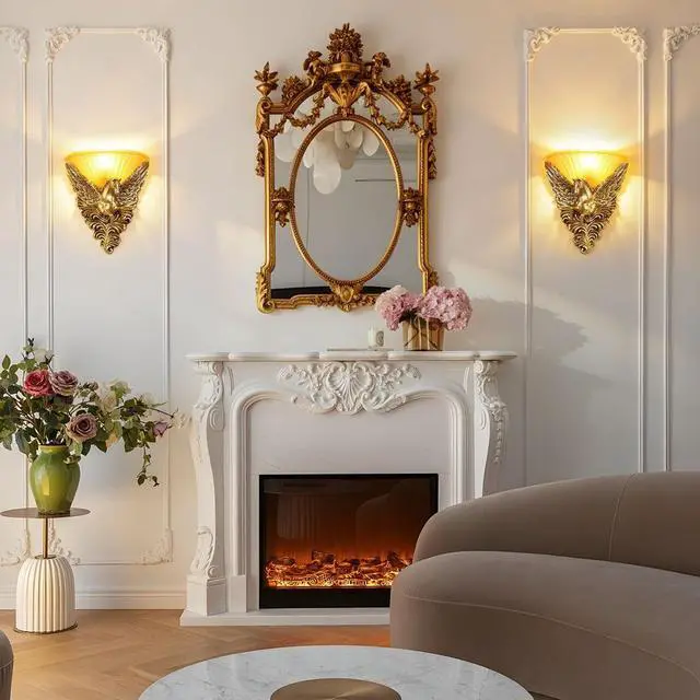 Alt view image 6 of 7 - Antique Wall Sconce Light - Creative Horse Accent Deco Gold Wall Lamp with Frosted Glass Shade European Vintage Sconce Light Fixture Indoor Lighting Fixtures for Hallway Staircase