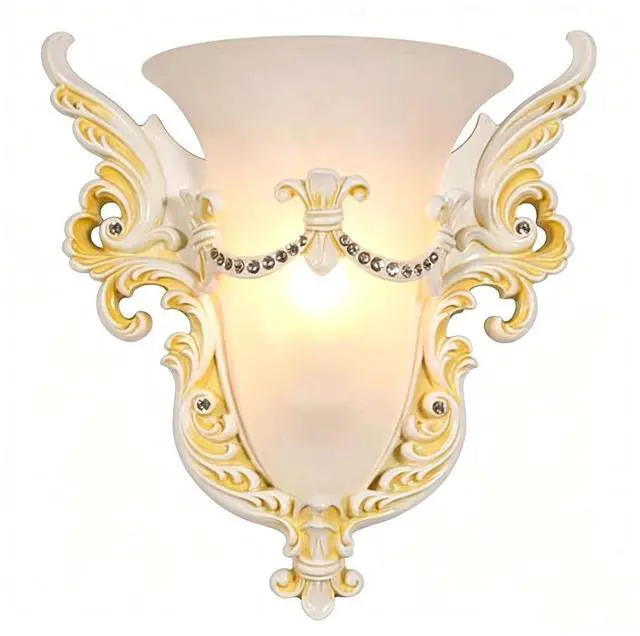 Main image of Antique Wall Sconce Vintage 1-Light White Unique Resin Angel Wings | Modern Sconce with Frosted Glass Shade 13.8*14.2, E26 Lamp Holder,White Gold Fixture,Living Room Hallway Bedroom Doorway
