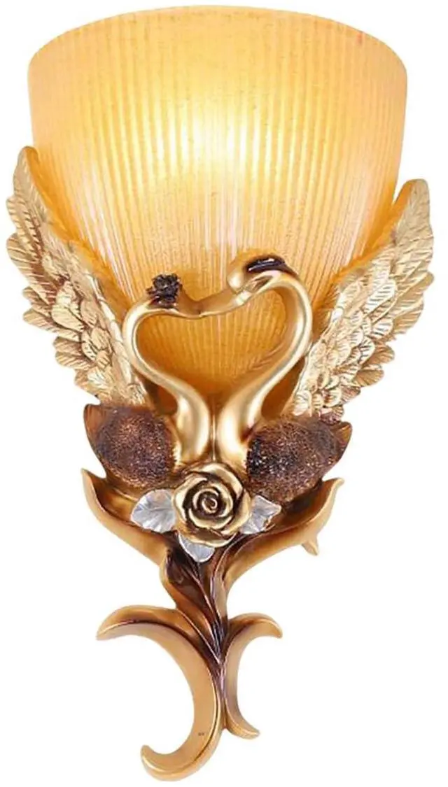 Main image of European Wall Sconce Vintage Gold Wall Light Creative Resin Peacock | Antique Peacock Design with 11*17.3Inch Frosted Glass Shade Indoor Lighting Fixtures for Living Room Hallway Bedroom Bedside