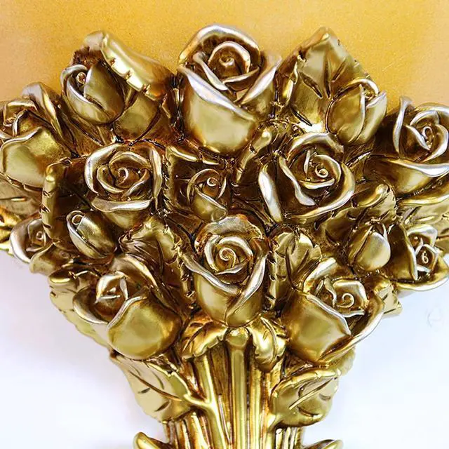 Alt view image 7 of 7 - Vintage Wall Sconce Roses 1-Light Antique Gold Wall Sconce with Frosted Glass Shade, Unique Resin Golden Flower Style Mid Century Modern Wall Light for Living Room Hallway Bedroom