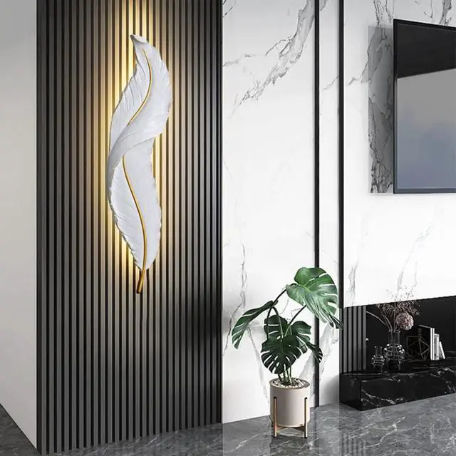 Alt view image 2 of 7 - Modern Wall Mount Light LED Wall Sconce Lighting White Elegant Feather Design 3000k-6000k LED Wall Lamp for Bedroom Living Room Hallway (1-Pack)