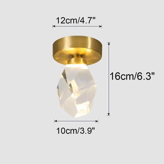 Alt view image 2 of 7 - Modern Flush Mount Ceiling Light Fixtures Crystal Glass Round Ceiling Lamp 1-Light with Diamond Crystal Shade Mini Gold Brass Semi Flush Mount Chandelier Light for Bedroom Hallway (B)