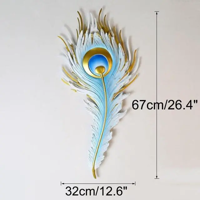 Alt view image 6 of 7 - LED Dimmable Wall Sconce Mid Century Modern Wall Lights Fixtures Blue Peacock Feather Design 3000K-6000K 23W LED Unique Wall Lamp for Bedroom Hallway Bathroom Dining Living Room