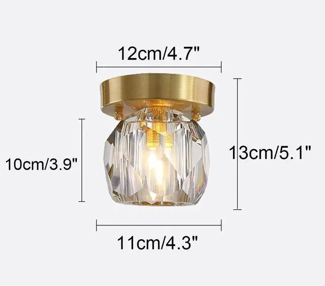 Alt view image 6 of 7 - Brass Flush Mount Ceiling Light Fixtures Gold Crystal Ceiling Lamp Minimalism Style Modern Small Hallway Flush Mount Light for Bedroom Living Room Entryway