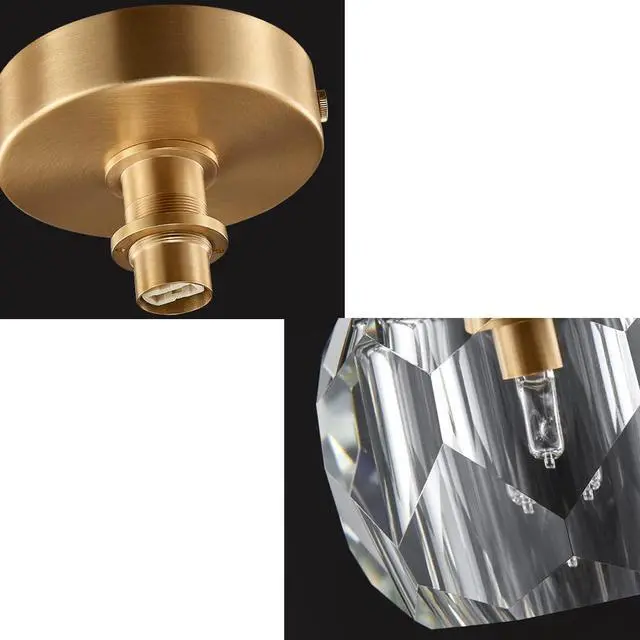 Alt view image 7 of 7 - Brass Flush Mount Ceiling Light Fixtures Gold Crystal Ceiling Lamp Minimalism Style Modern Small Hallway Flush Mount Light for Bedroom Living Room Entryway