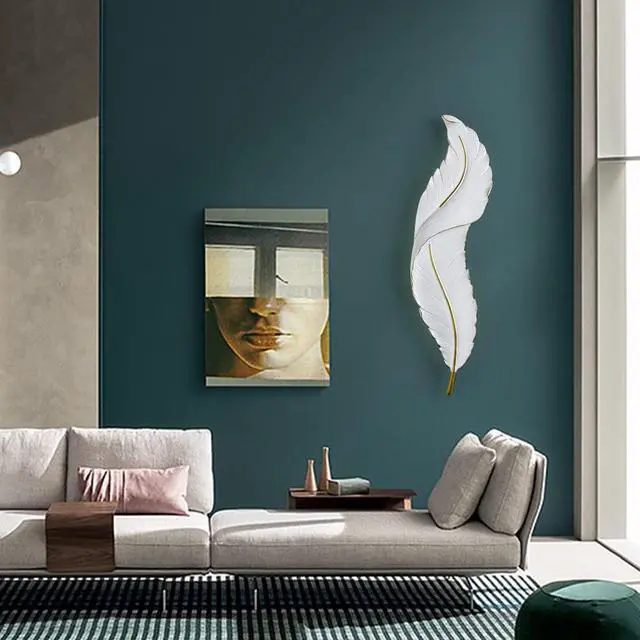 Alt view image 6 of 7 - Feather wall Sconce Modern Bedroom Sconce Lighting Creative Feathers LED White Luxury wall lamp wall Art Decor Feather sconces Fixture for Bedroom Living Room Hallway
