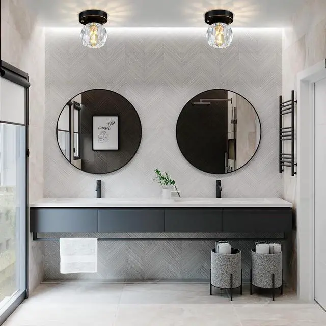 Alt view image 7 of 7 - Crystal Flush Mount Lights Black Brass Ceiling Light Fixtures 3-Pack | Vintage Modern Close to Lamp Mini Small Clear Crystal Globe Shade 11cm/4.3Inch G9 Base for Bedroom Hallway Foyer Entrance