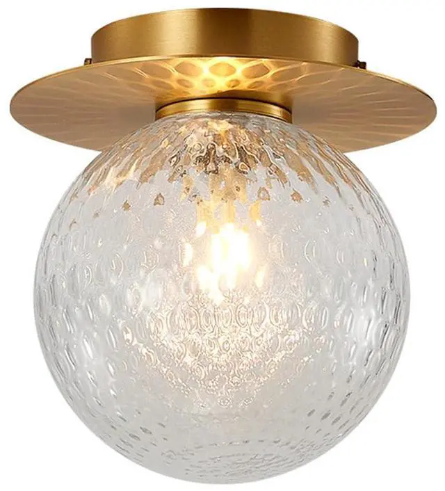 Main image of Brass Glass Ceiling Light Fixtures mid Century Modern Flush Mount Ceiling Light with Globe Glass Shade Mini Gold Close to Ceiling Lights for Bedroom Hallway Kitchen Laundry Farmhouse