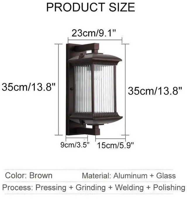 Alt view image 2 of 7 - Brown Outdoor Wall Sconces Exterior Wall Light fixtures with Waterproof Glass Lampshade Aluminum Outdoor Sconces Exterior Wall Lighting for Porch House Patio Doorway