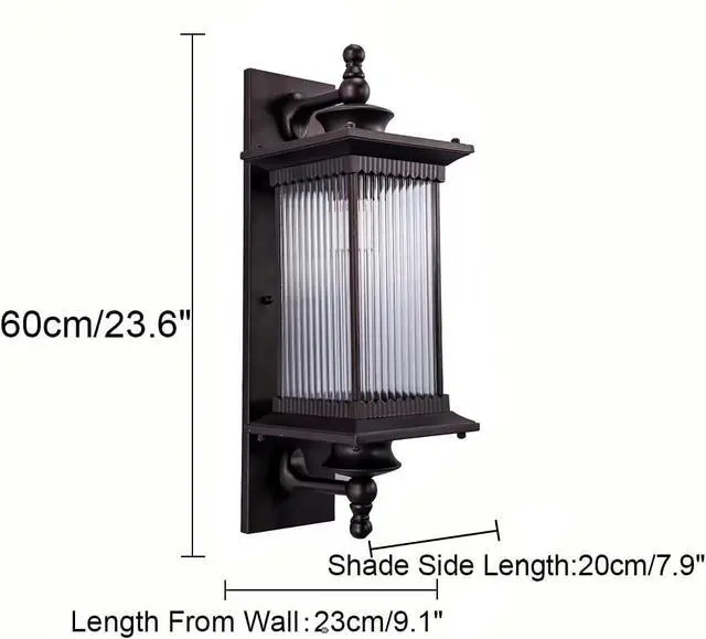 Alt view image 2 of 7 - Outdoor Wall Sconce Light Fixtures Brown Exterior Waterproof Wall Lanterns Aluminum Glass Lampshade Doorway Sconces Lighting Exterior Wall Mount Light Fixture for Porch House Patio