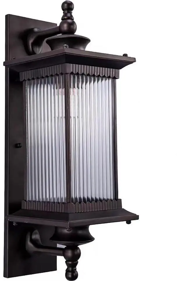 Main image of Outdoor Wall Sconce Light Fixtures Brown Exterior Waterproof Wall Lanterns Aluminum Glass Lampshade Doorway Sconces Lighting Exterior Wall Mount Light Fixture for Porch House Patio