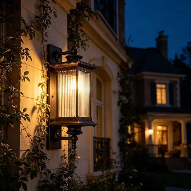 Alt view image 4 of 7 - Outdoor Wall Sconce Light Fixtures Brown Exterior Waterproof Wall Lanterns Aluminum Glass Lampshade Doorway Sconces Lighting Exterior Wall Mount Light Fixture for Porch House Patio