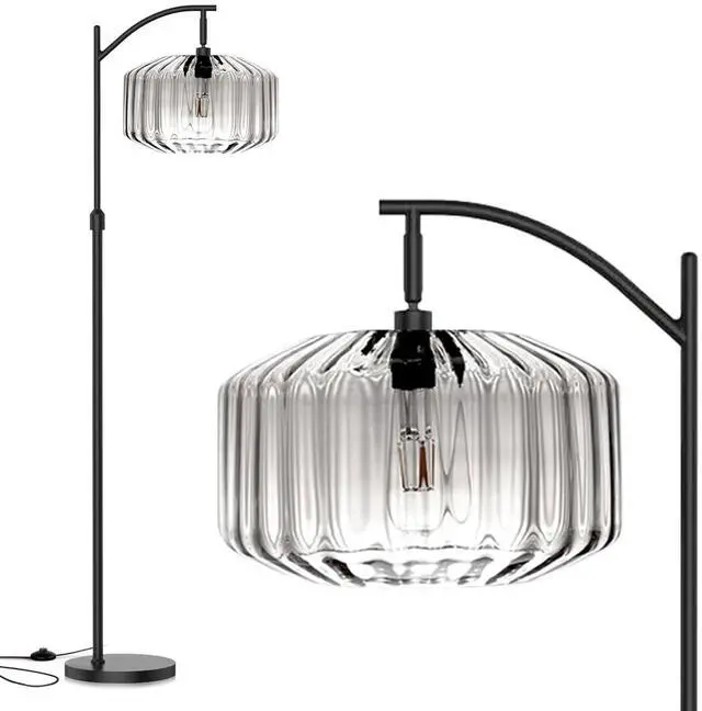 Main image of Living Room Floor Lamp Clear Glass Dome Shade Black Tall Lamp Mid Century Modern Floor Lamps Bedroom Home Decor Farmhouse Floor lamp Mount Vintage Retro Standing Lamps
