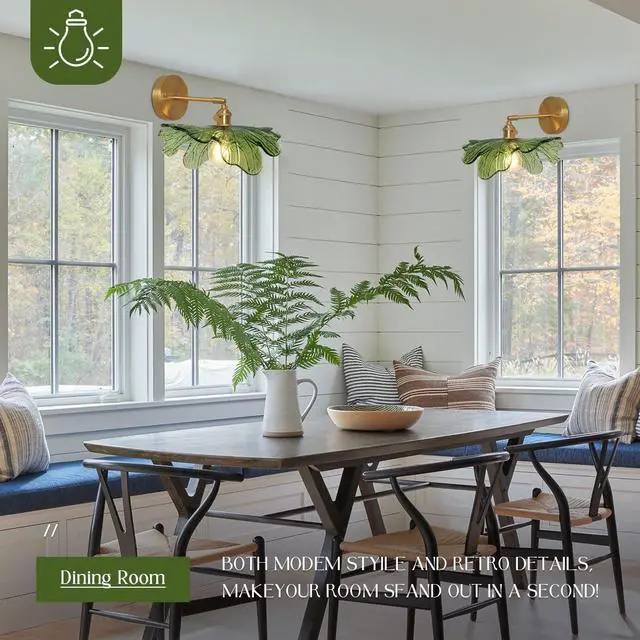 Alt view image 5 of 7 - Vanity Lights for Bathroom Mid Century Modern Wall Sconce Light Fixture Green Flower Glass Shade 90 Degree Adjustable Gold Sconce Hardwired Vintage Wall Lighting for Over Mirror Bath