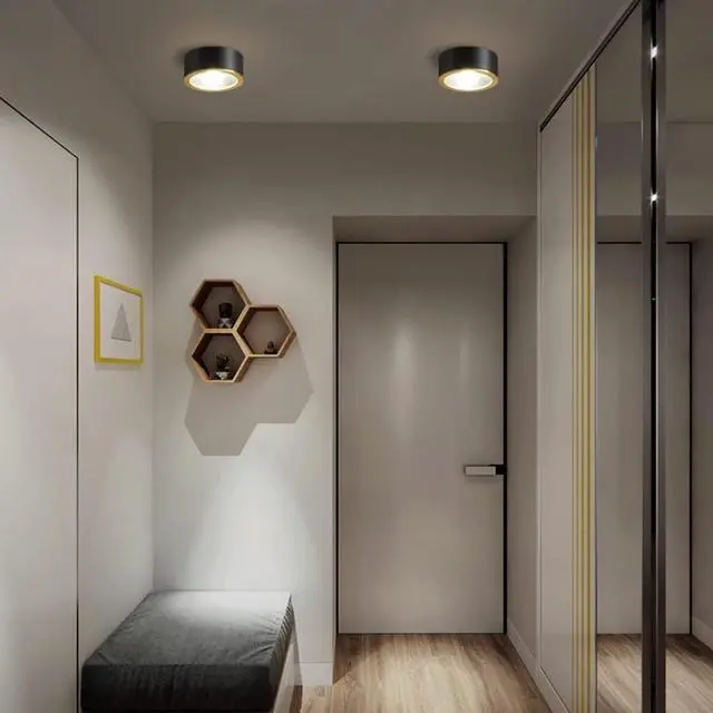 Alt view image 3 of 7 - Black LED Flush Mount Ceiling Light 9W Warm Light Modern Brass Ceiling Lamp for Bedroom, Living Room, Entryway