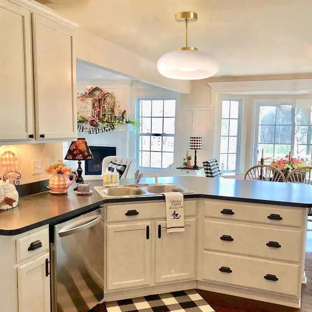Alt view image 5 of 7 - Gold Ceiling Light, White Glass Ceiling Lights Fixtures, Mid-Century Brass Semi Flush Mount Lamp with Milk Glass Shade, Modern Close-to-Ceiling Light for Hallway or Dining Bedroom