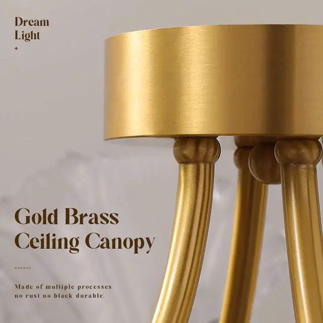 Alt view image 3 of 7 - Gold Brass Flush Mount Ceiling Lights Fixture Clear Glass 3-Light Close to Ceiling Light Flower Glass Shape Shade Mid Century Chandelier Lighting for Bedroom Living Room Dining Room