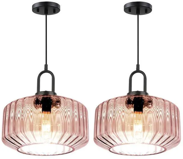 Main image of Lighting Mid Century Modern Pendant Lighting Large Glass Shade Pink Globe Pendant Lights Kitchen Ceiling Hanging Light Farmhouse Vintage Hanging Lights Adjustable Cord Light Fixture