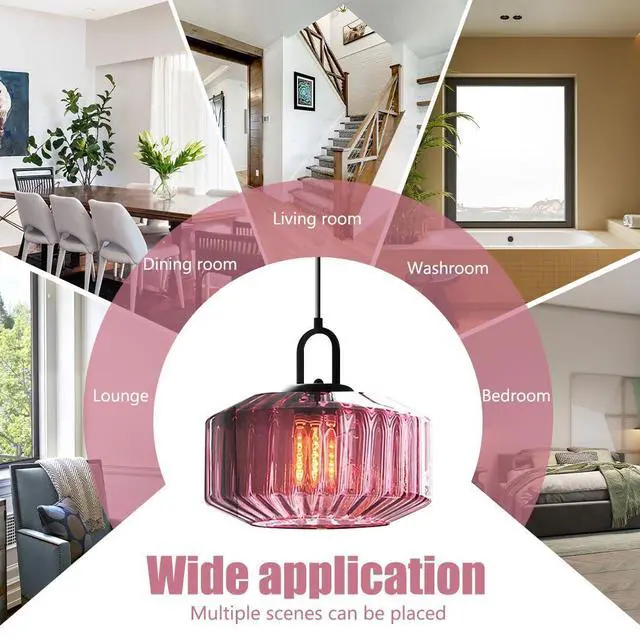 Alt view image 7 of 7 - Mid Century Modern Pendant Light fixtures Glass Globe Pendant Lights with Hand Blown Purple Glass Shade Vintage Hanging Pendant Light for Dining Room Some Room Ceiling Hanging Light