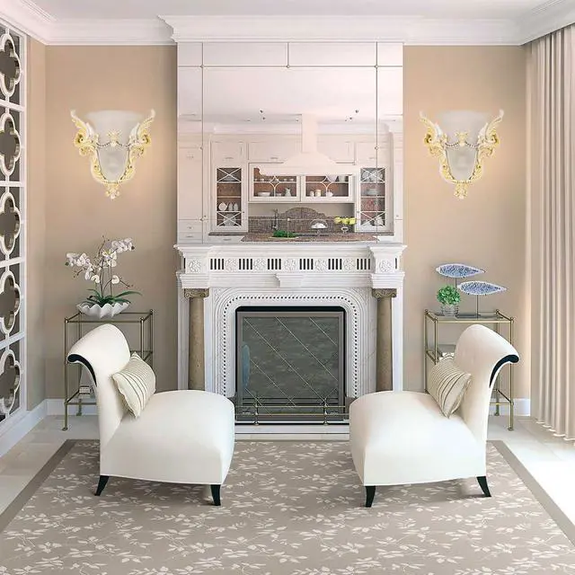 Alt view image 5 of 7 - Antique Wall Sconce Vintage 1-Light White Unique Resin Angel Wings | Modern Sconce with Frosted Glass Shade 13.8*14.2, E26 Lamp Holder,White Gold Fixture,Living Room Hallway Bedroom Doorway