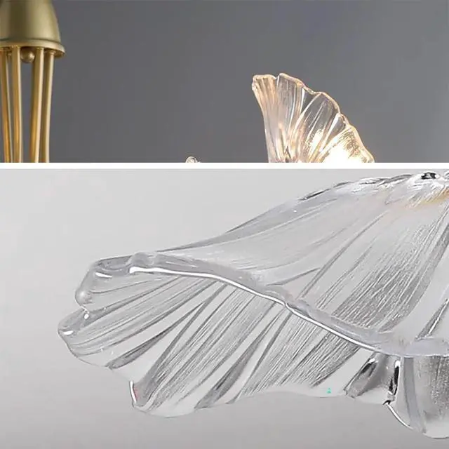 Alt view image 3 of 7 - Gold Mid Century Modern Chandelier 6-Lights Glass Flush Mount Ceiling Light Fixture Flower Glass Chandelier Vintage Pendant Lights Sputnik Overhead Light for Dining Room Living Room