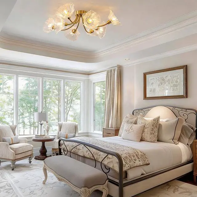 Alt view image 6 of 7 - Sputnik Flush Mount Ceiling Light Fixture 8-Lights Brass Close to Ceiling Light with Clear Glass Flower Shape Mid Century Modern Ceiling Lighting Chandelier Bedroom Living Dining Room
