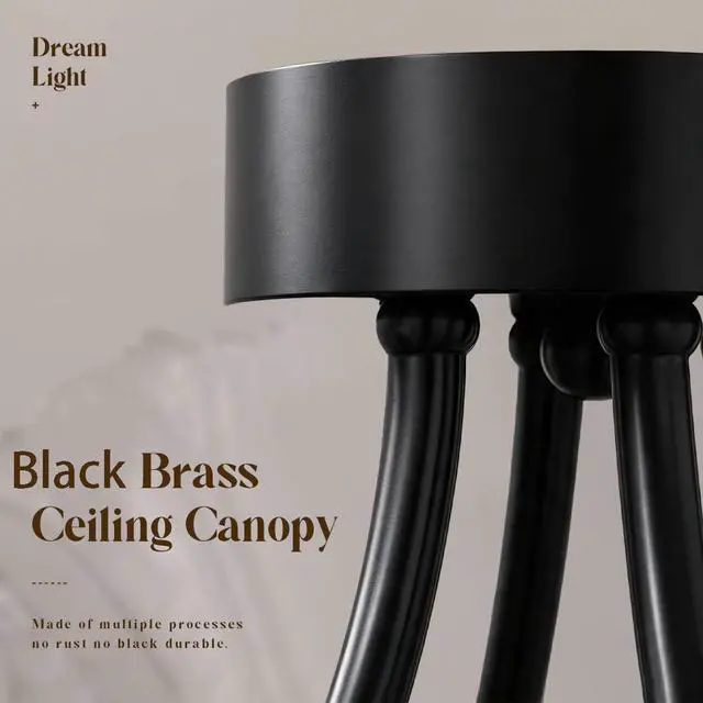 Alt view image 5 of 7 - Glass Chandelier Clear Flower Black Brass Flush Mount Ceiling Light | Sputnik 3-Lights Close to Ceiling Light Fixtures,Mid century Vintage Chandelier,E26, Living Room,Dining Room,Farmhouse,Foyer