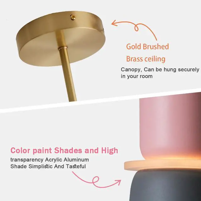 Alt view image 3 of 7 - Nordic Ceiling Light Fixture for Hallway Modern Semi Mount Ceiling Lights with Colorful Macaron Aluminum Shade Mid Century Close to Lighting for Kitchen Island Bedroom Dining Room