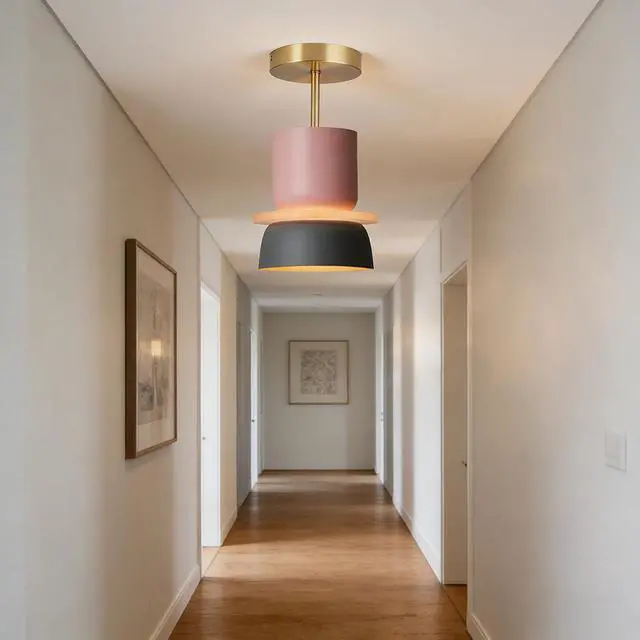 Alt view image 4 of 7 - Nordic Ceiling Light Fixture for Hallway Modern Semi Mount Ceiling Lights with Colorful Macaron Aluminum Shade Mid Century Close to Lighting for Kitchen Island Bedroom Dining Room