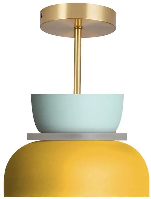 Main image of Nordic Modern Light Fixture Colorful Ceiling Lights for Bedroom Pink Semi Mount Ceiling Light with Macaron Aluminum Finish Mid Century Close to Lighting for Kitchen Island Dining Room