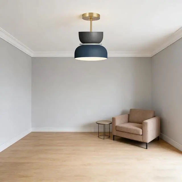 Alt view image 7 of 7 - Nordic Semi Flush Mount Ceiling Light 11.4in Macaron Color Close to Ceiling Lights Mid Century Modern Hallway Light Aluminum Acrylic Shade Colorful Flush Mount Lights Fixtures Foyer