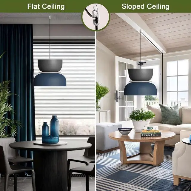 Alt view image 4 of 7 - Black Pendant Lamp Plug in Nordic Pendant Light Industrial Plug in Hanging Light with 14.7 ft Plug-in Cord On/Off Switch Macaron Barn Shade Modern Farmhouse Hanging Lamp Plug in Cord
