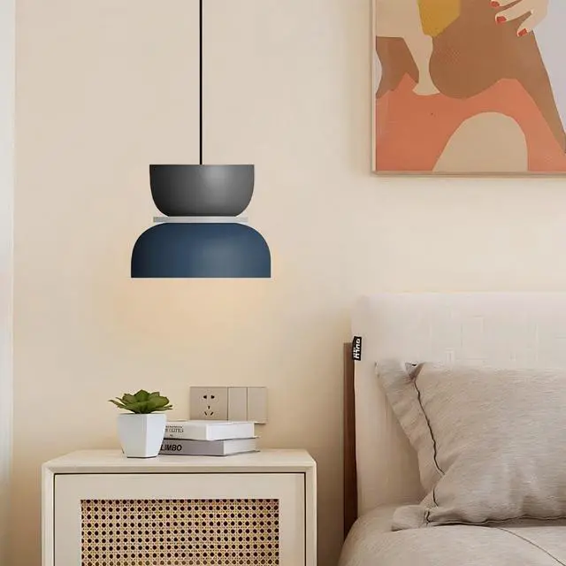 Alt view image 5 of 7 - Black Pendant Lamp Plug in Nordic Pendant Light Industrial Plug in Hanging Light with 14.7 ft Plug-in Cord On/Off Switch Macaron Barn Shade Modern Farmhouse Hanging Lamp Plug in Cord